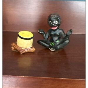 Vintage Black Americana Boy drum Salt & Pepper Shakers Made In Japan